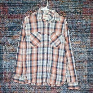 Levis mens red white navy Standard fit button down shirt S EUC